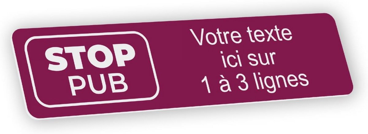 Zelfklevend 'Geen Reclame' Huisnummer Bordje - Bordeauxrood - 10x2.5 cm