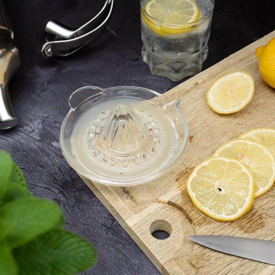 Citruspers van glas met schenktuit - handpers voor citroenen, sinaasappels en limoenen van Merkloos — afbeelding 3