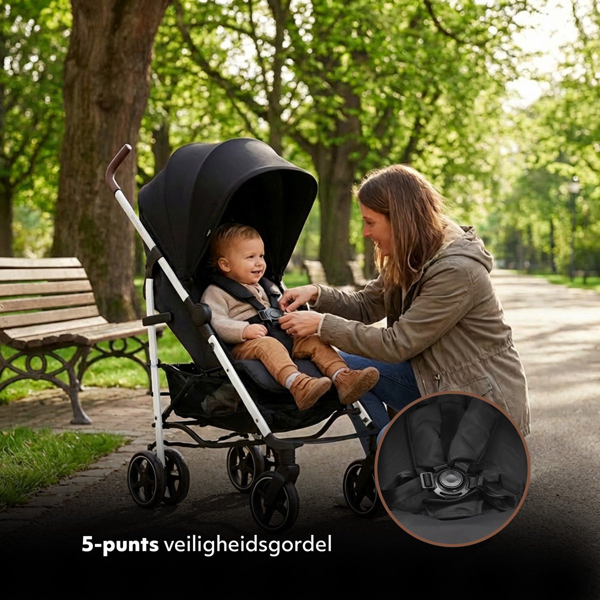 Deryan Bobbie Paraplu Buggy - Kinderbuggy tot 22kg - Zwart/Wit — cadeau in Cadeau-ideeën - foto 7