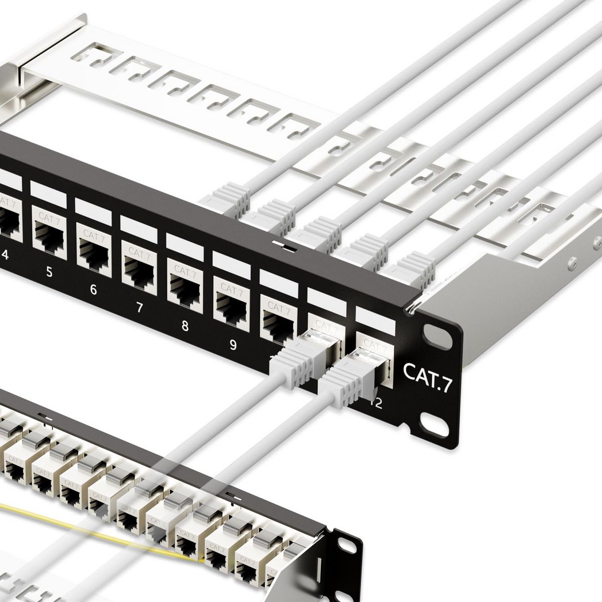 Patchpaneel 12 Poorten Cat7 STP 10Gbps - Zwart - Wandmontage of Rackmontage