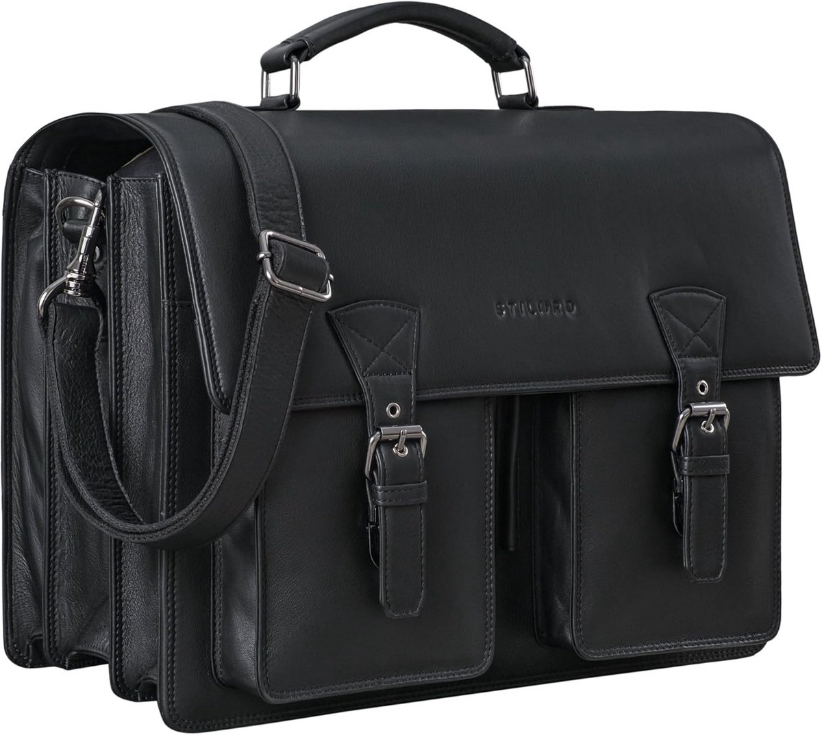 XL Leren Aktetas Heren Dames | Documententas 15.6 Inch Laptop | Vintage Business Tas met Trolleyband