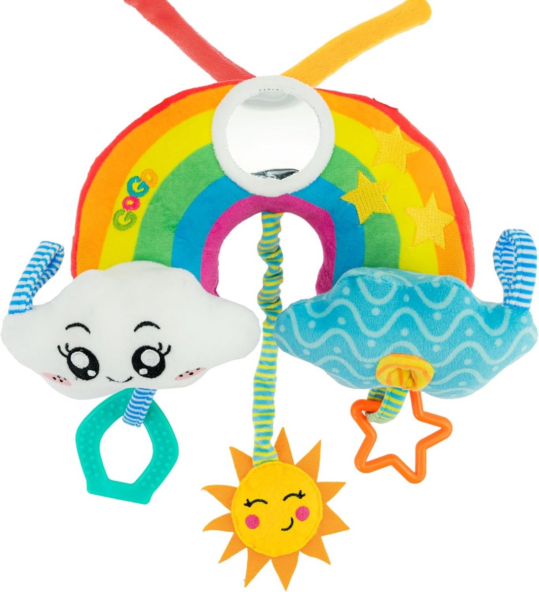 Muziekmobiel Regenboog met Bijtring en Spiegel voor Baby 0+ Maanden