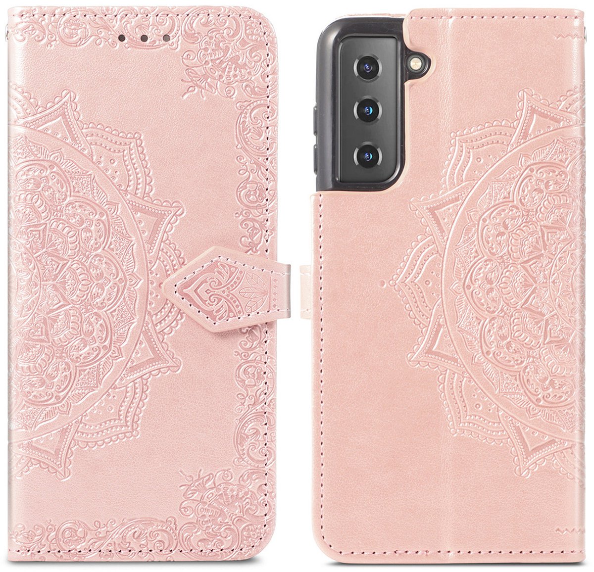 imoshion Hoesje - Geschikt voor Samsung Galaxy S21 - Mandala Bookcase - Rosé Goud