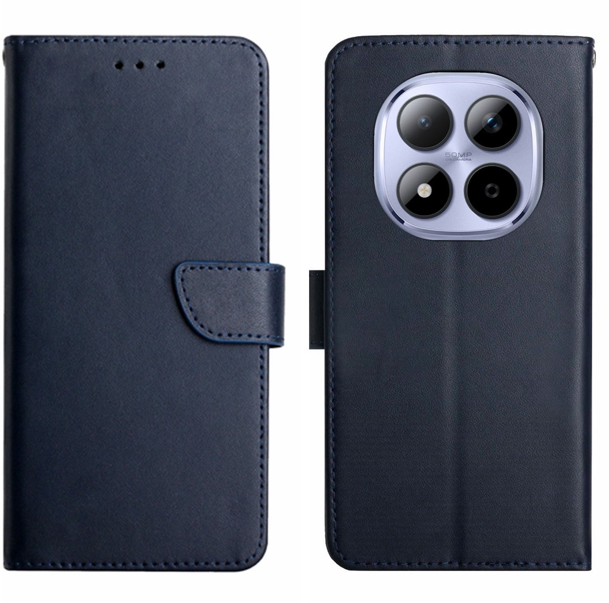 Coverup Hoesje - Geschikt voor Xiaomi Redmi Note 15 Pro Plus 5G / Poco M8 Pro Hoesje - Coverup Genuine Leather Book Case - Echt Leder - Blauw