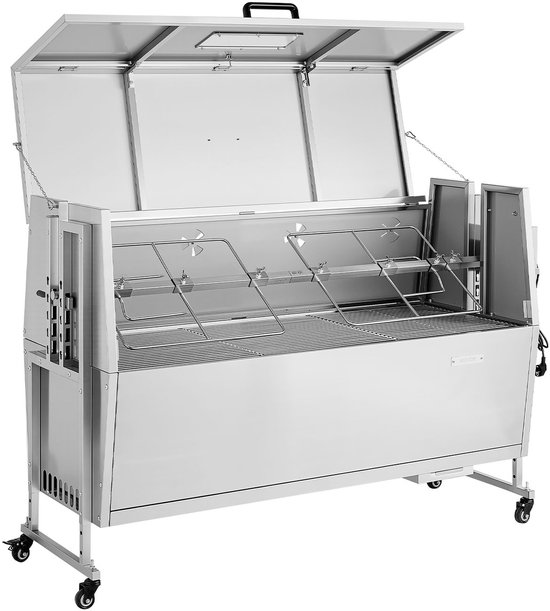 VEVOR Rotisserie Grill 38W Speenvarken Grill Lam Grill Houtskool Grill (132 cm Grilllengte) met 60 Kg Draagvermogen & Wielen & 4-Voudige Hoogteverstelling & Deksel, Roestvrijstalen Elektrische Grillset Voor Kamperen van Merkloos — afbeelding 3