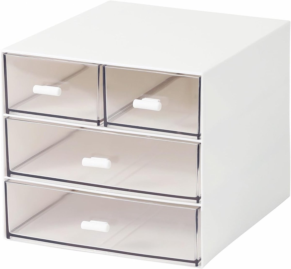 Cosmetica Opberger - Make-up Lades - Bureau Organiseren - Vier Lades - 16 x 15 cm - Wit