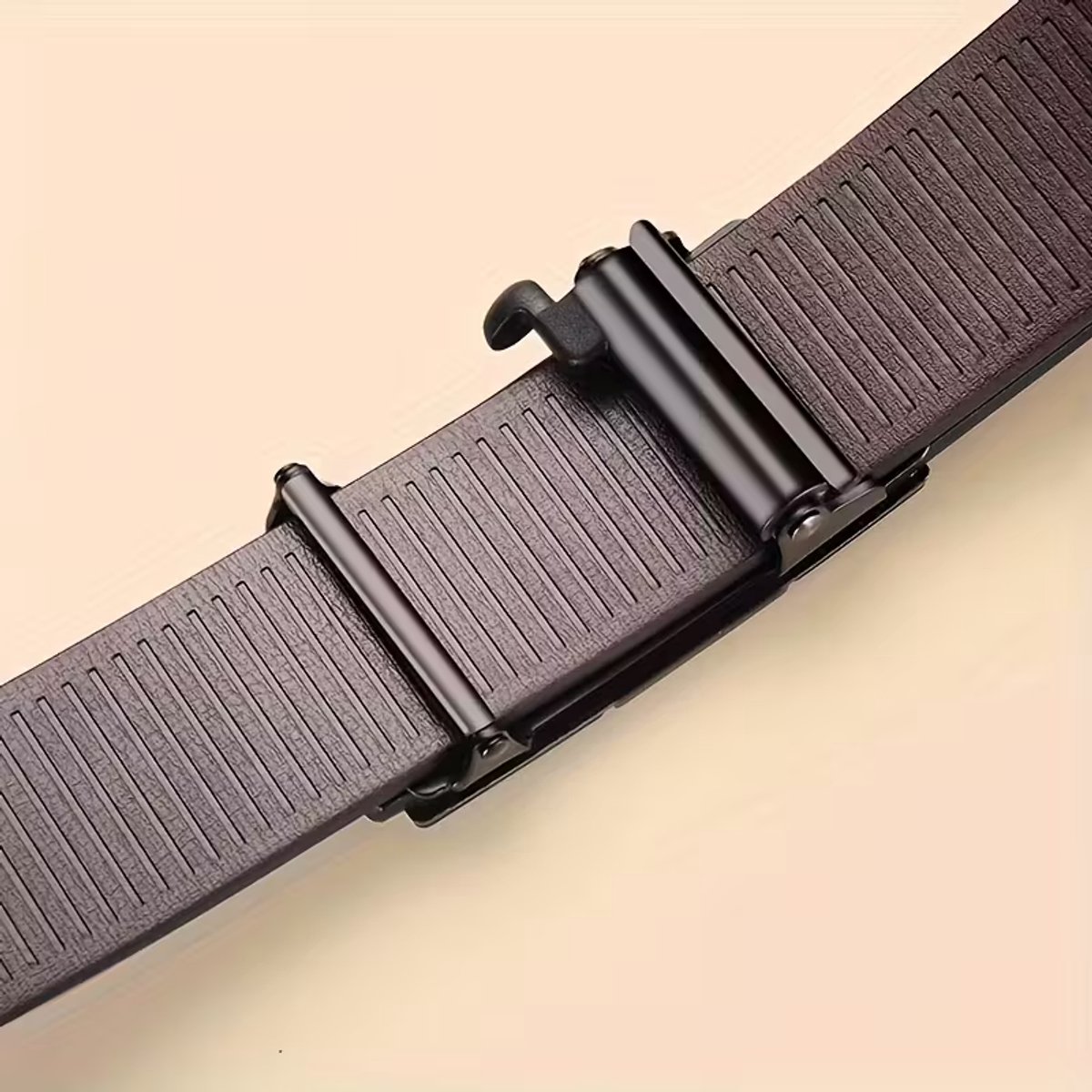 3pcs Men’s Belt Set 2026 New Style, No-Hole Automatic Buckle, Silver Buckle, Business & Casual, No Tail Strap Leakage