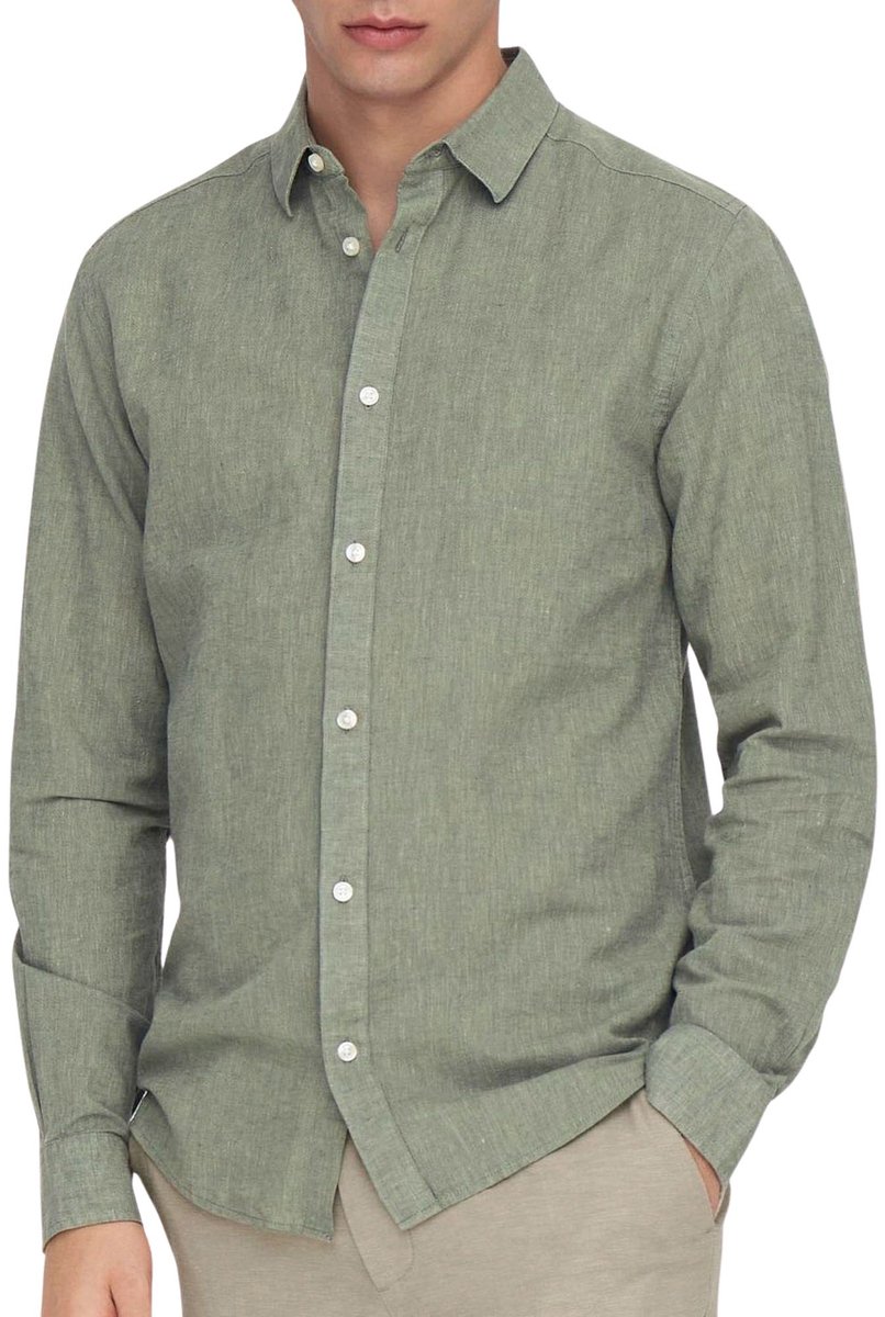 ONLY & SONS - ONSCAIDEN LIFE LS SOLID LINEN BLEND NOOS Heren Overhemd