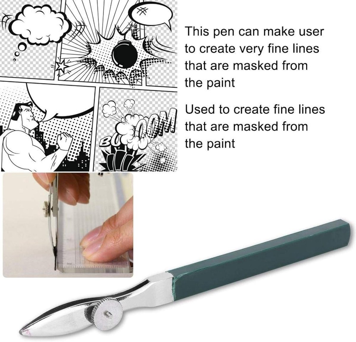 Tekenhulp Pen - Precisie Liner - Fijne Lijnen Tekenen - Verstelbare Schroef - 120mm Brede Mond