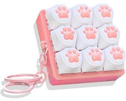 Keyboard Fidget Toy - Fidget toys - 9-in-1 Keyboard Fidget Clicker - Jouet clavier - Porte-clés - Jouet sensoriel antistress - Relaxant - Soulager le stress - Motif de patte de chat - Pas d'éclairage - Wit/Roze