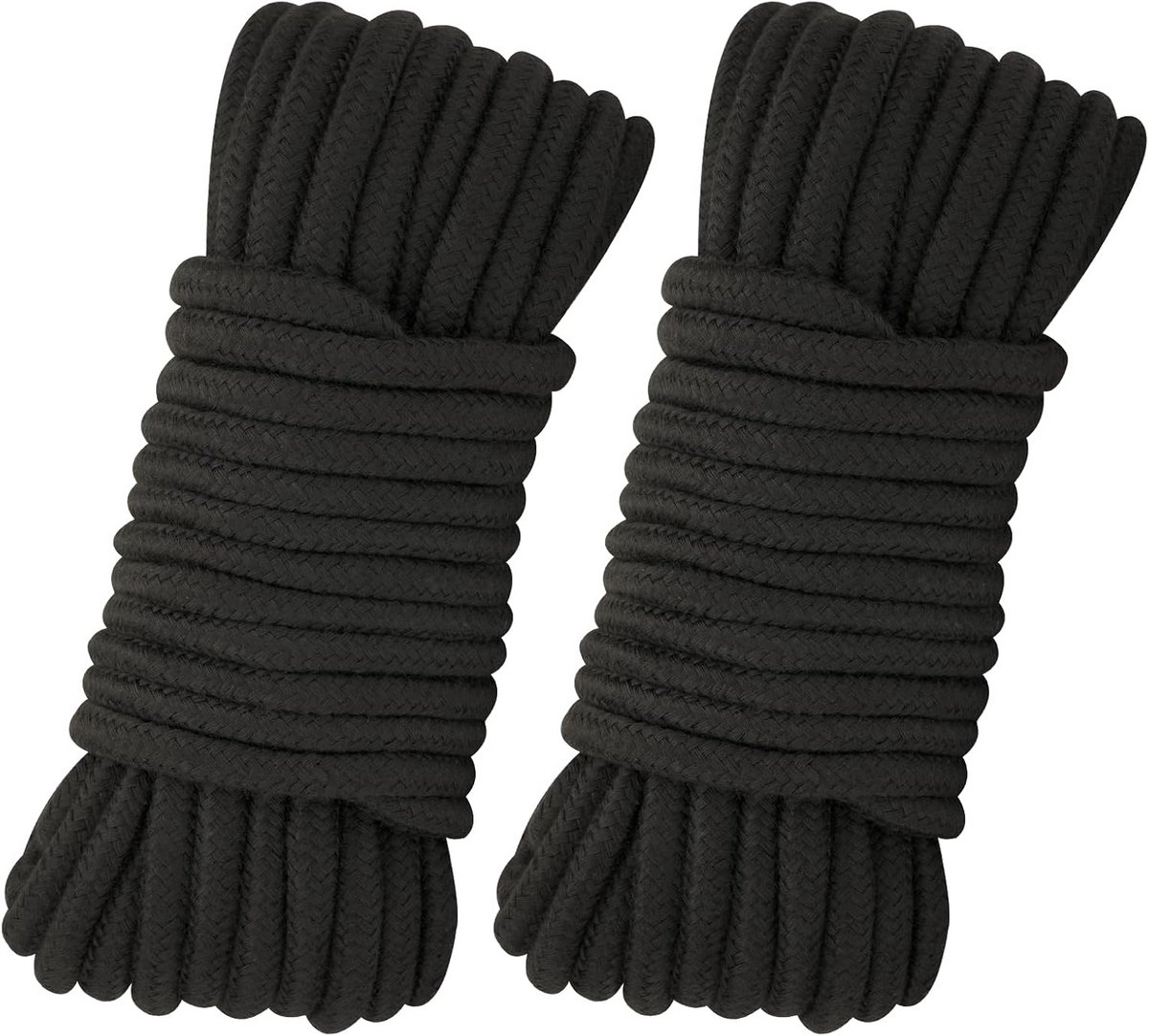 Katoenen Touw - Zacht Bindtouw - Kleding Ophangen - Extra Dik - 2 x 10 Meter - Zwart