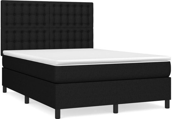 vidaXL-Boxspring-avec-matelas-tissu-noir-140x190-cm
