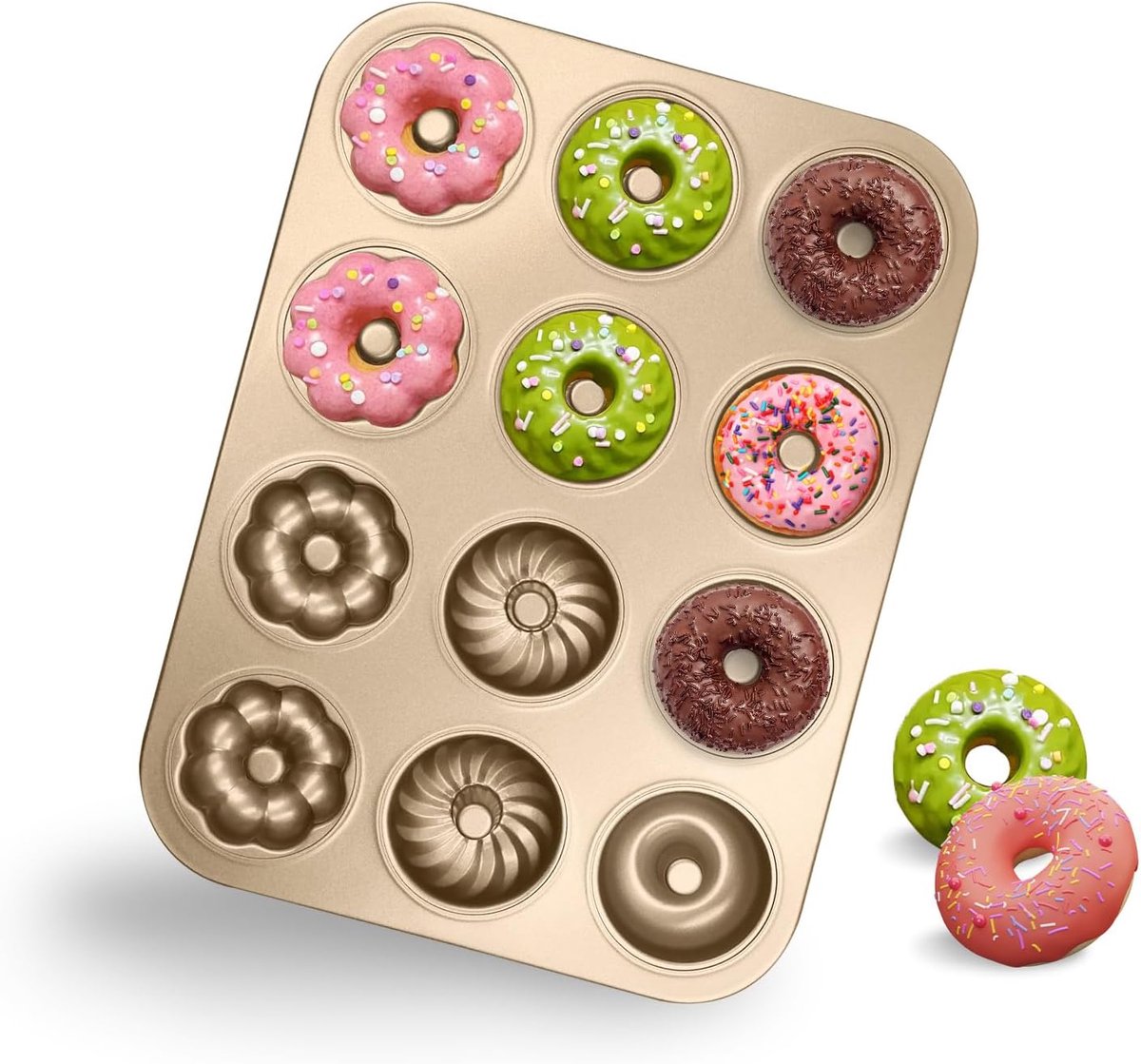 Donut Bakvorm - Muffin Plaat - Zelf Bakken - Koolstofstaal Materiaal - 25 Inch Diameter - Goud