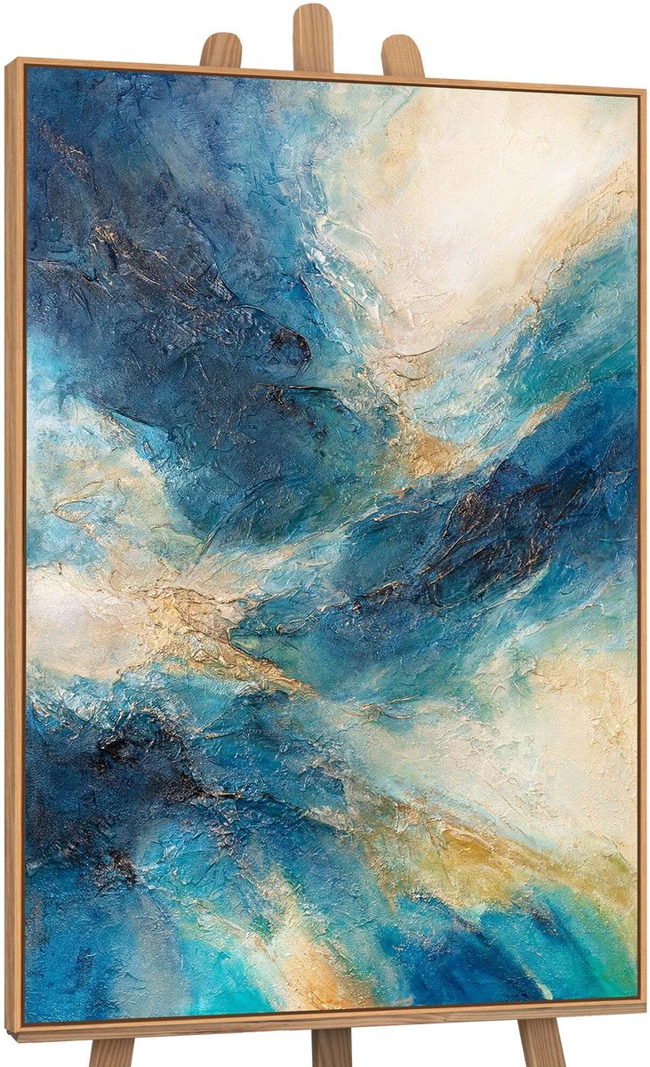 YS Canvas schilderij handgeschilderd shimmering waves abstract – YS-Art Gallery – Luxe wanddecoratie voor woonkamer – Modern schilderij voor slaapkamer en hal Wood