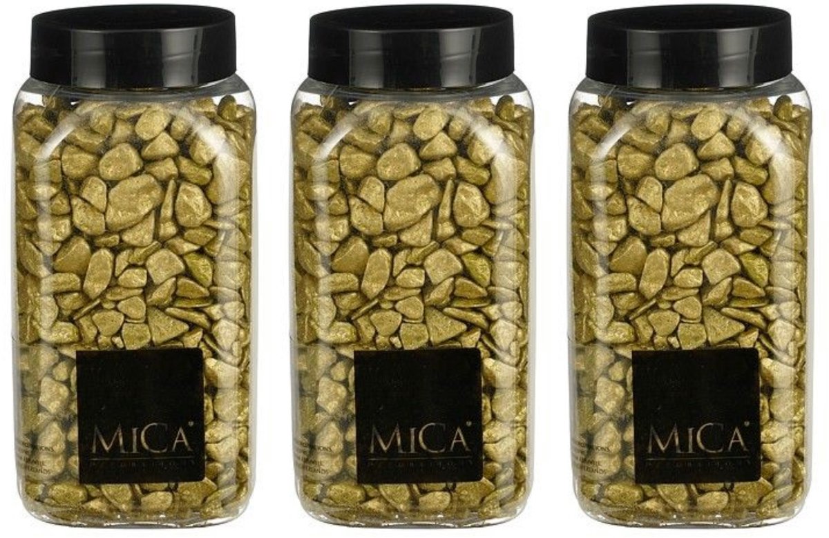 Mica Decorations decoratie steentjes - 3x - goud - 1 kilo - 650ml - hobby steentjes