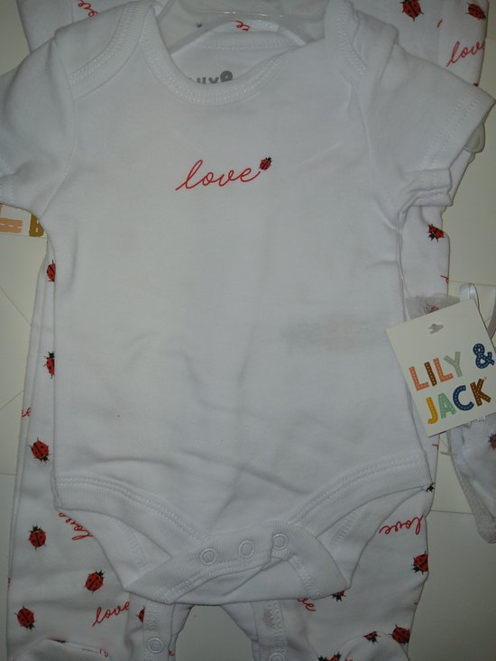 Lily & Jack - cadeauset baby - 5-delig - meisjes - newborn - lieveheersbeestjes - love - maat 50 — afbeelding 2