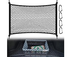 Bagagenet Auto - Kofferbaknet Elastisch - Lading Zekeren - Zeer Rekbaar Ontwerp - 80x60cm Tot 160x120cm - Zwart