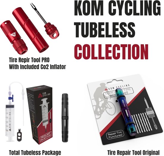 Fietsbanden reparatiekit - Tubeless reparatie - Snelle lekke banden - Inclusief ruimertool - Slechts 25 gram - Rood van Merkloos — afbeelding 2