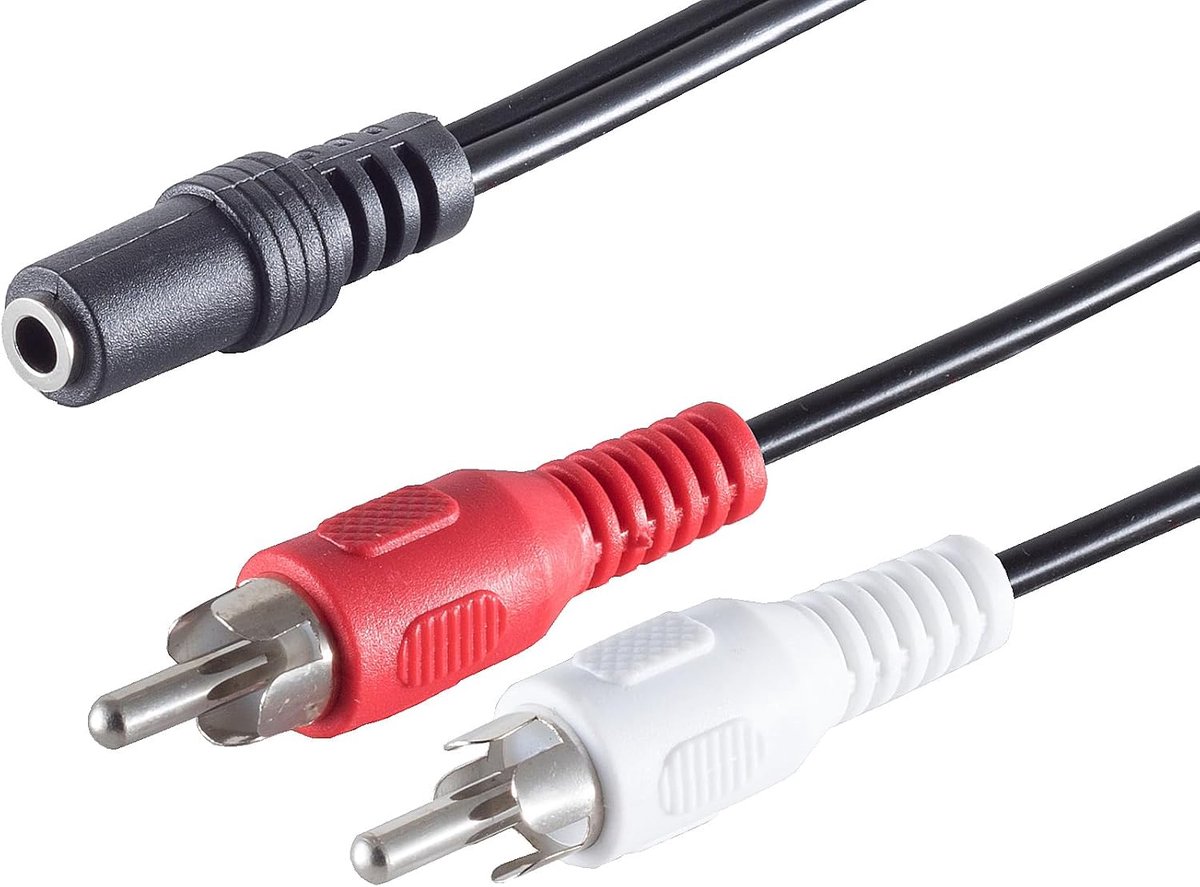 Adapterkabel Stereo - 3.5mm naar RCA - Audio Overdracht - Gegoten Stekkers - 1.5 Meter - Zwart