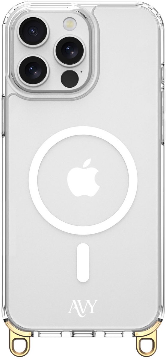 AVY Transparant Hoesje | Geschikt voor Apple iPhone 15 Pro | Compatibel met MagSafe | Clear Case | Haakjes voor koord