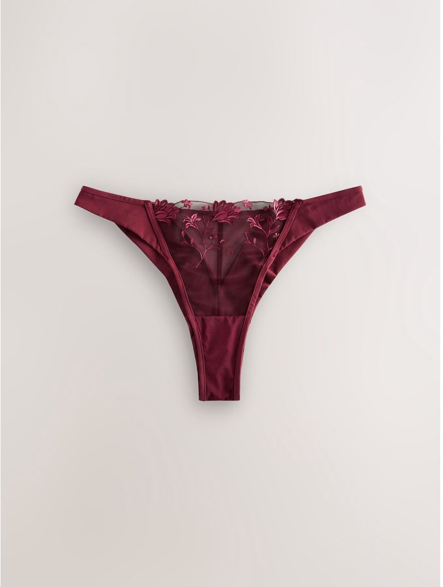 Next - Dames - Premium slip met geborduurde Zwitserse bloemen - Paars