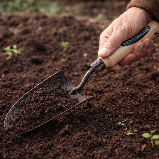 Hand Trowel - Tuinschepje - Planten en verplanten - Roestbestendige kop - 32 cm lengte - Houten handvat — afbeelding 4