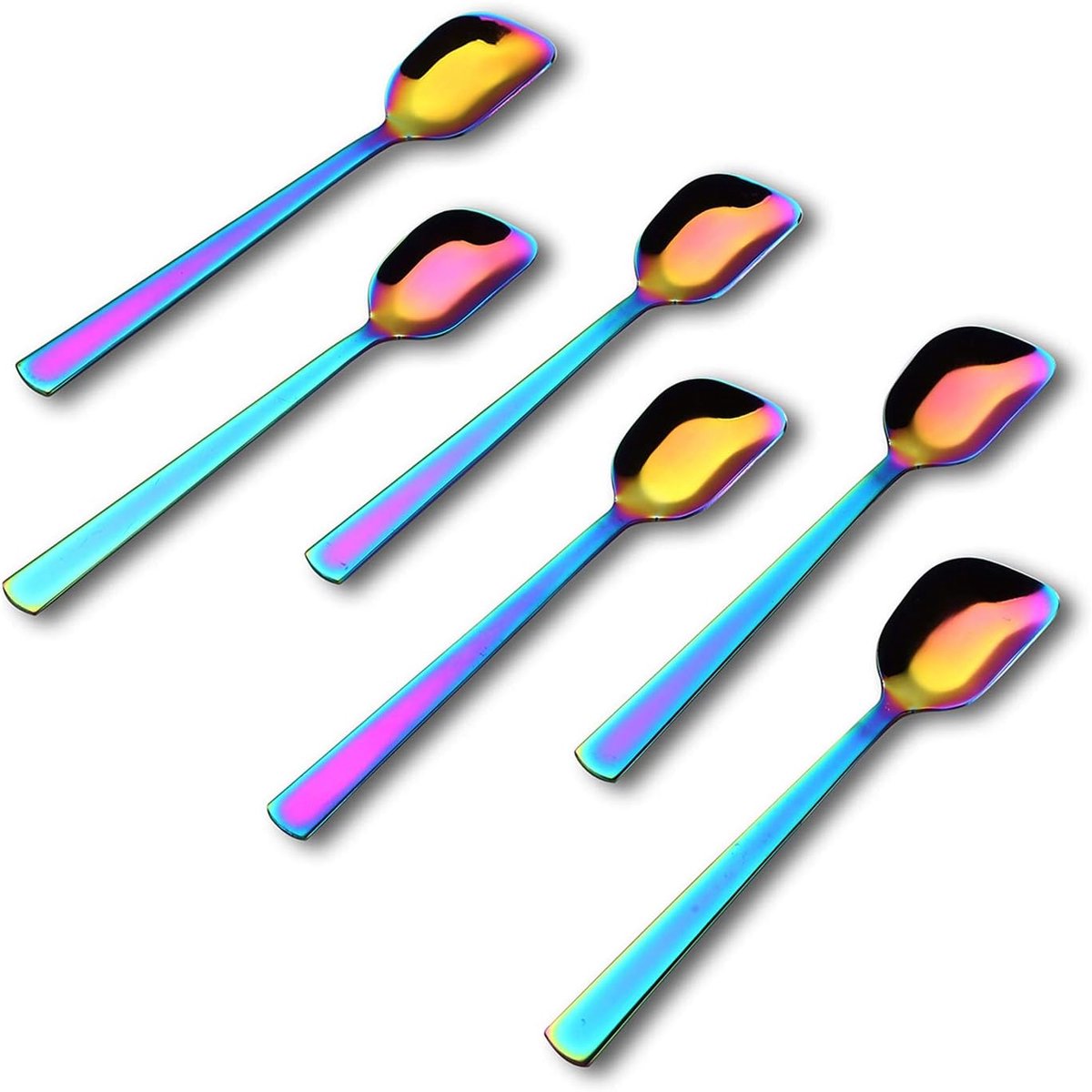 Yoghurtschep Set - Dessertlepels - IJs en Fruit - Vaatwasmachine Veilig - 163 cm - Regenboog