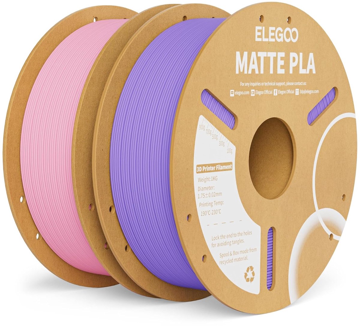 3D Printer Filament - PLA Materiaal - Creatieve Prints - Matte Pastel Kleuren - 2 kg 1.75 mm