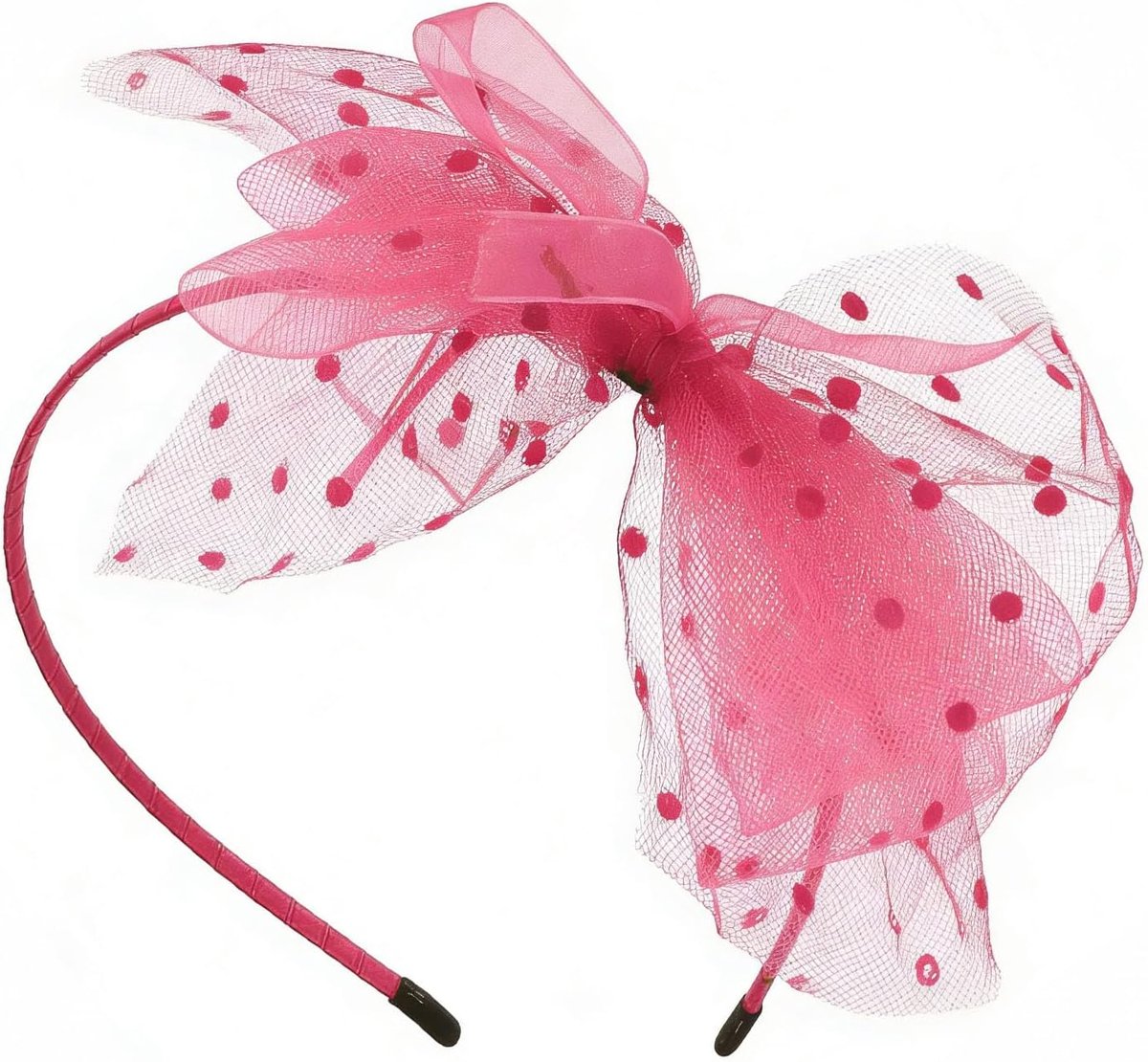 Roze Haarband - Strik Haaraccessoire - Feestelijk Gelegenheden - Grote Kant Strik - 16 gram