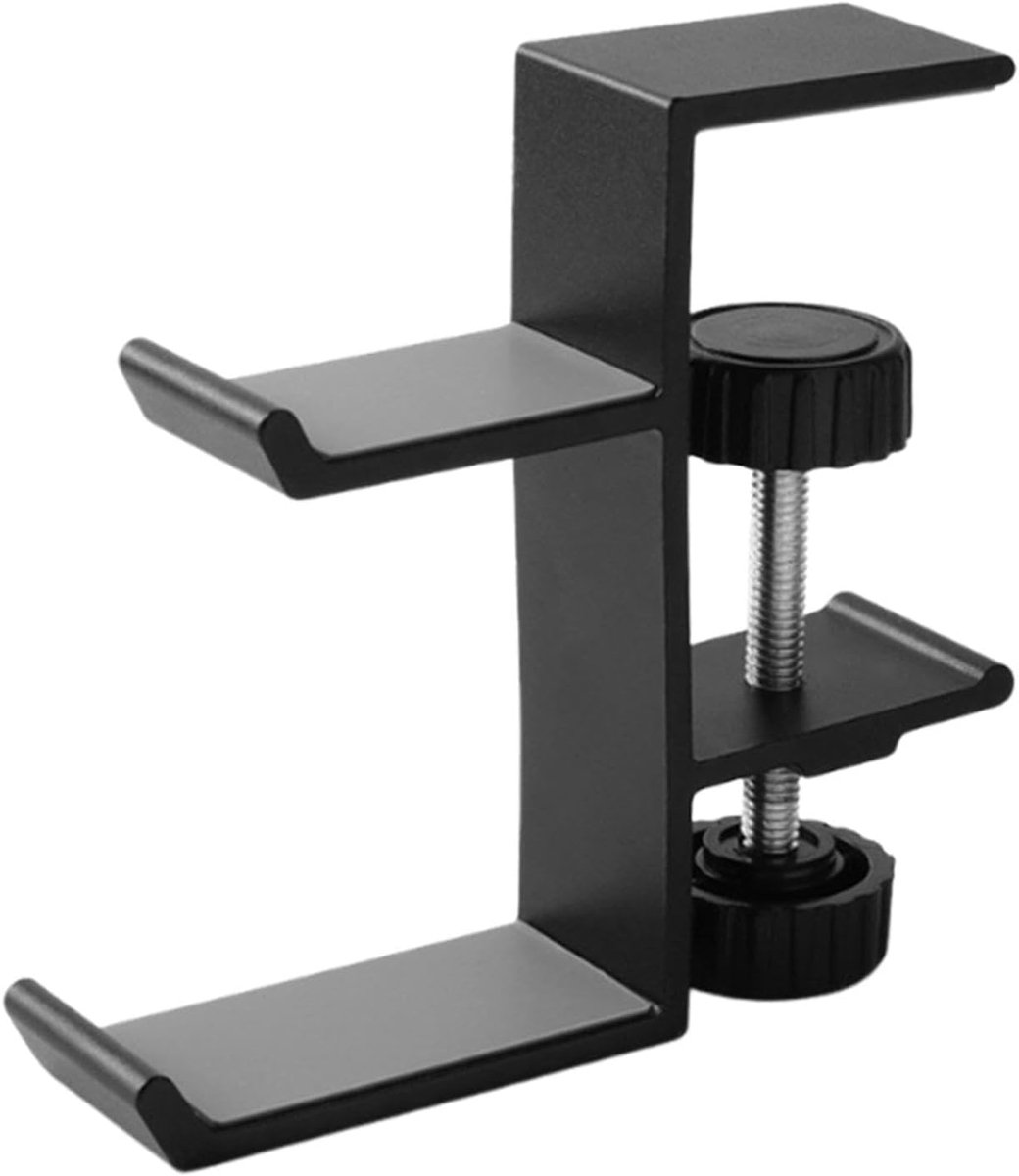 Koptelefoonhaak - Bureauhanger - Kantoor Organisatie - Niet-ponsende Klem - 9.5x2.5x9.3cm - Zwart
