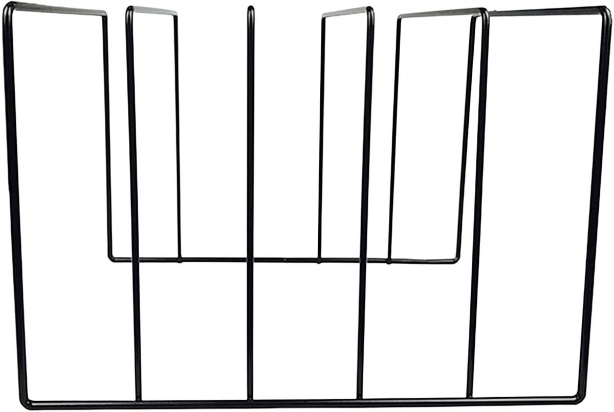 Platenhouder - Opbergrek Displaystandaard - Platen Netjes Houden - Smeedijzeren Structuur - 26 x 12 x 12 cm - Zwart