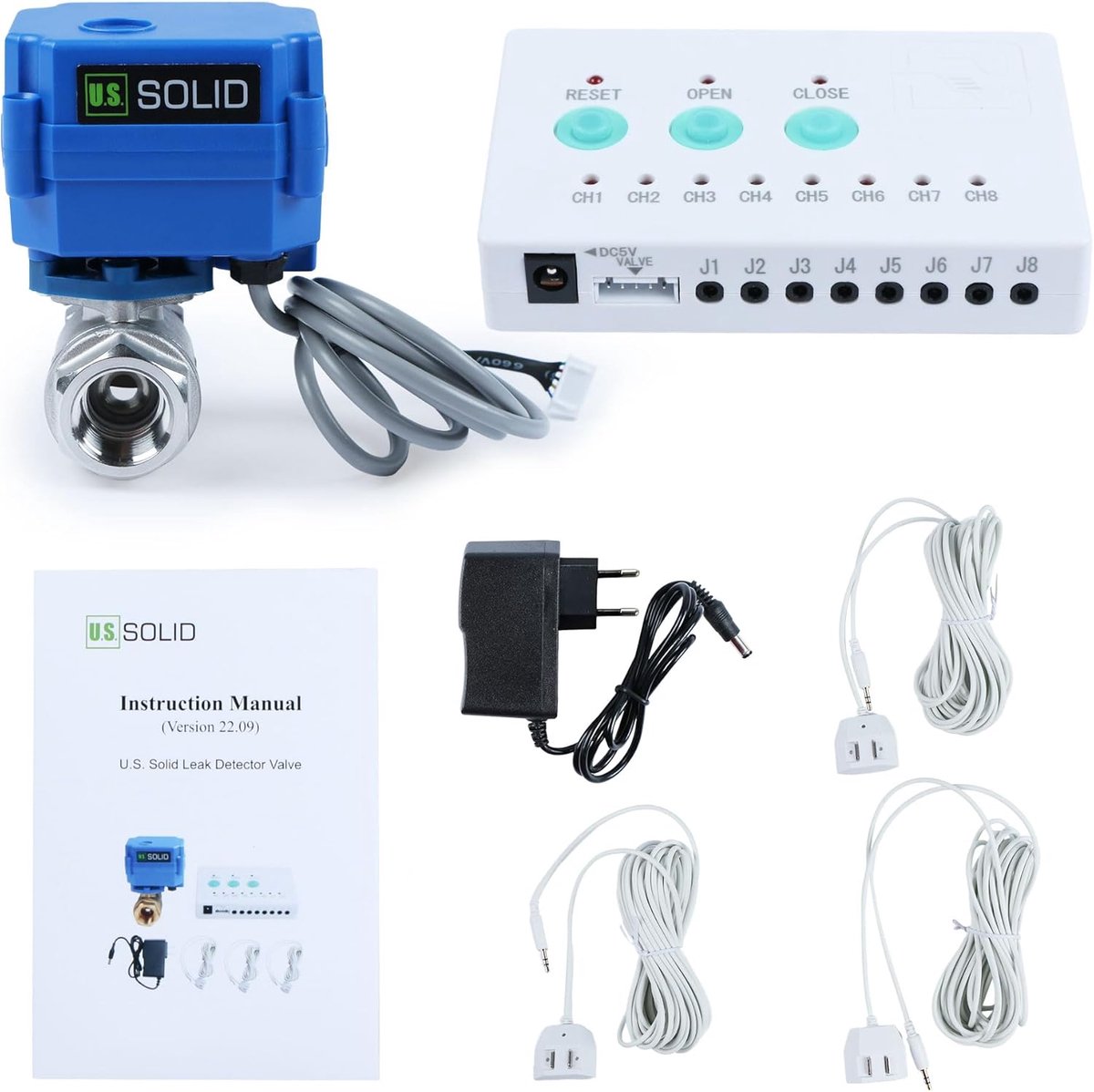 Waterdetector Systeem - Lekalarm Automatisch - Waterschade Voorkomen - Met 3 Sensoren - 1/2 Inch Klep - Roestvrij Staal