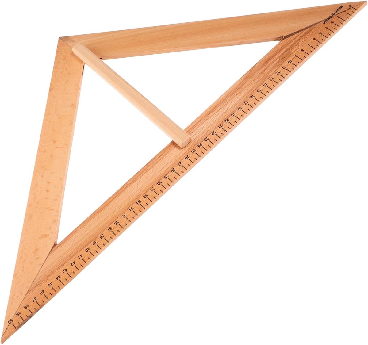 Houten Geometrie Liniaal - Gradenboog Tekenhulpmiddel - Tekenen en Meten - Duidelijke Schaalverdeling - 535 cm Lengte - Khaki