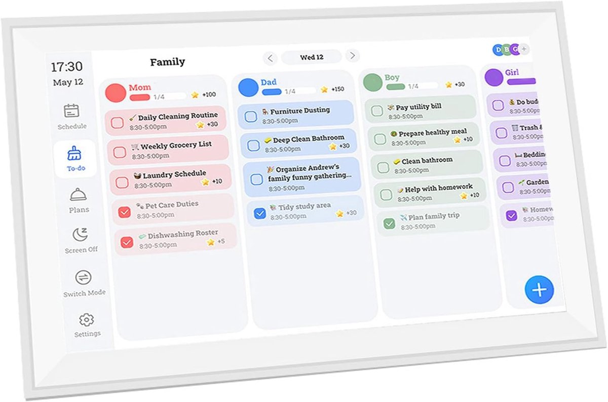Slimme Familiekalender - Touchscreen Organizer - Gezinsplanning Thuis - WiFi Synchronisatie - 15.6 Inch Scherm