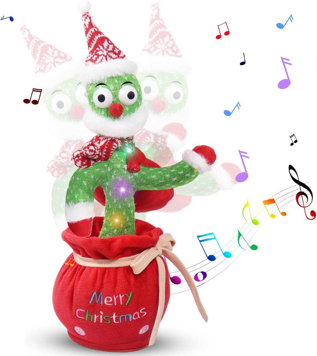 Dansende Cactus - Pluche Dier - Interactief Speelgoed - Herhaalt Geluiden - 32 cm - Veelkleurig