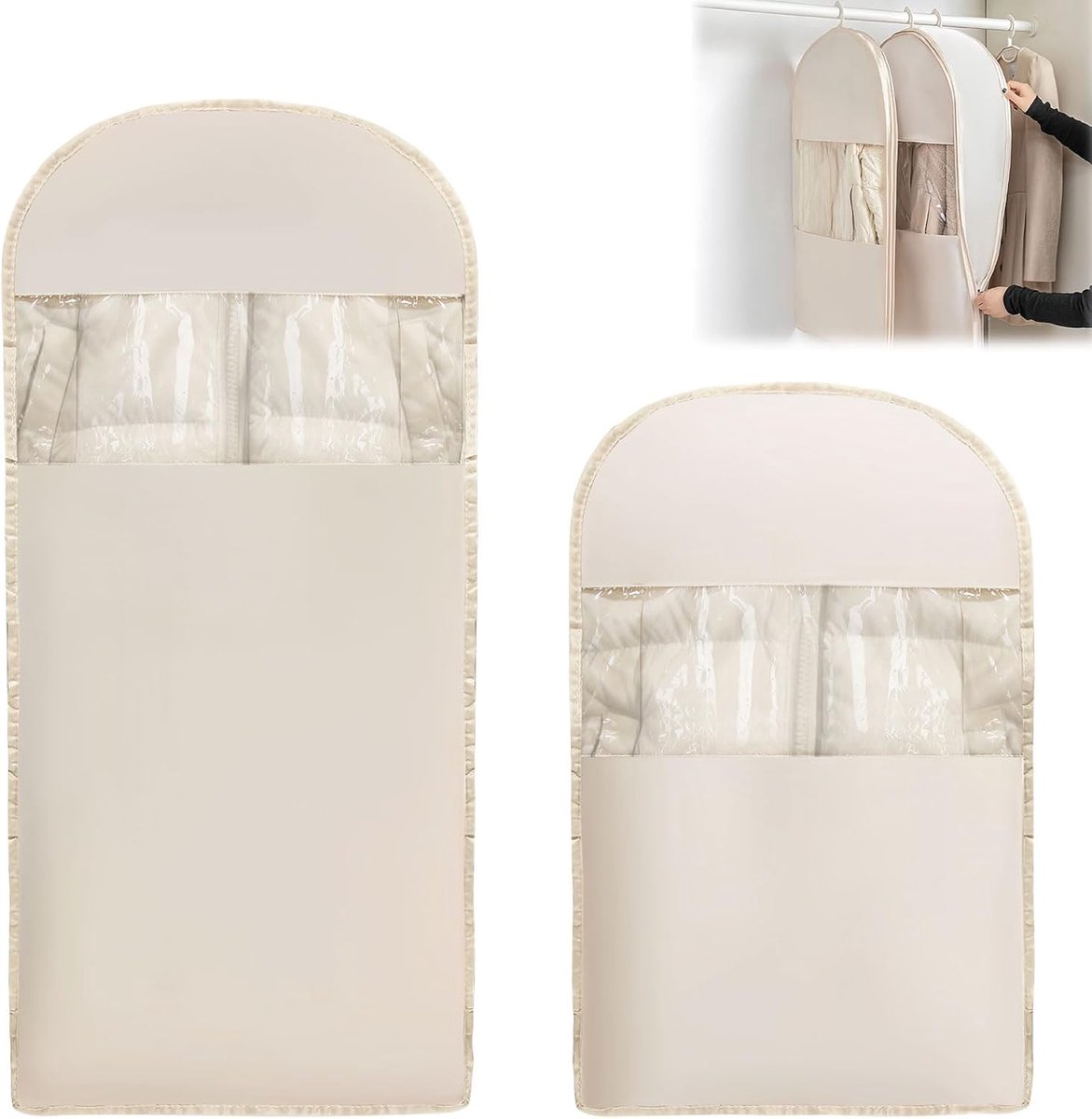 Vacuümzakken Set - Kleding Organizer - Ruimte Besparen - Hangend Ontwerp - 130x58cm - Beige