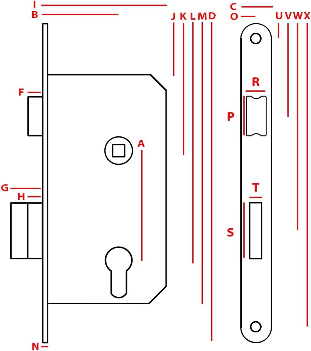 Deurslot - Insteekslot WC - Badkamer Deur - Rechts/Links Draaiend - 90/50mm - Zwart