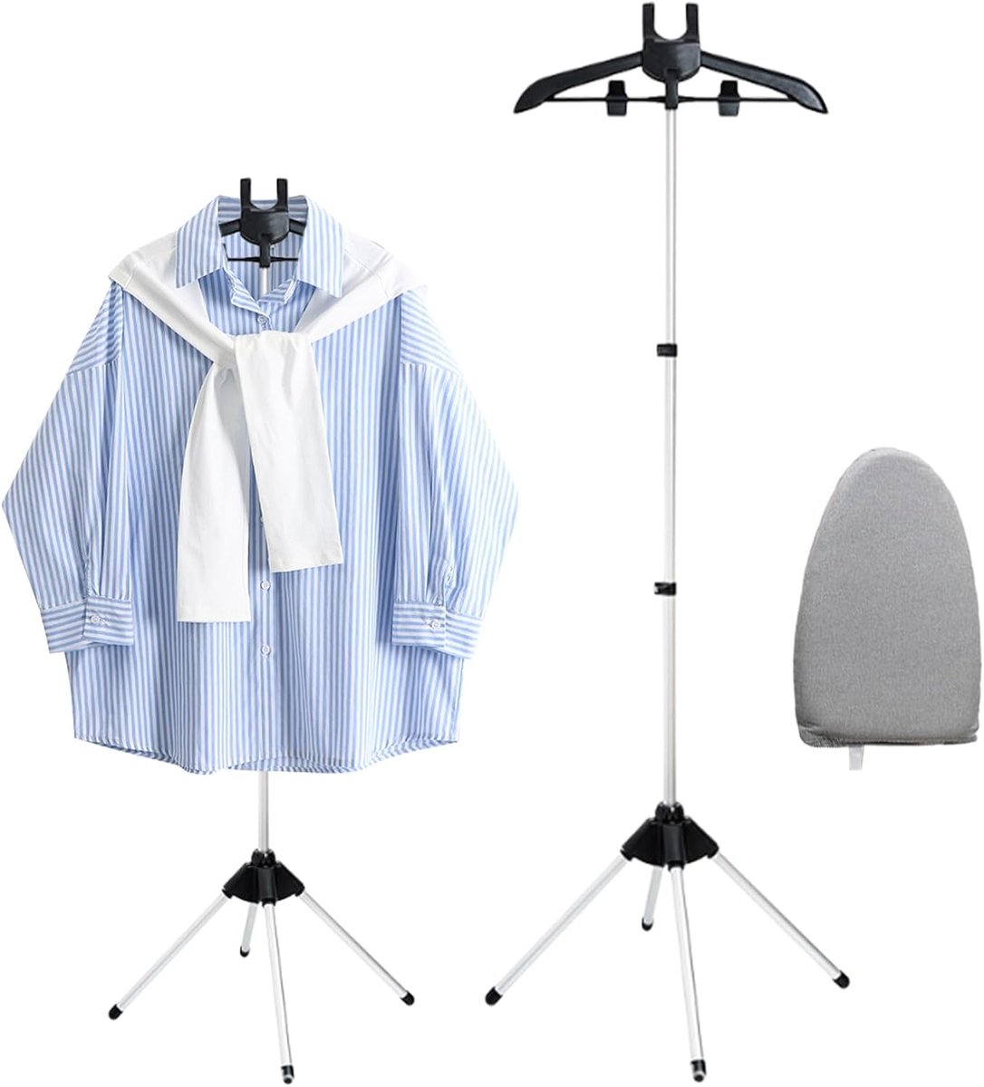 Stoomrek Kleding - Textielverzorging - Verticaal Stomen - Opvouwbaar Ontwerp - 160x43cm - Zwart