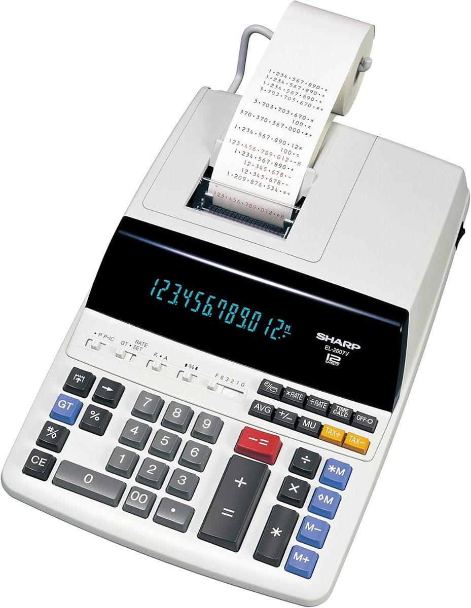 Bureaurekenmachine - Printrekenmachine - Boekhouding - Zwart rode drukinkten - 327 x 222 x 78 cm - Wit