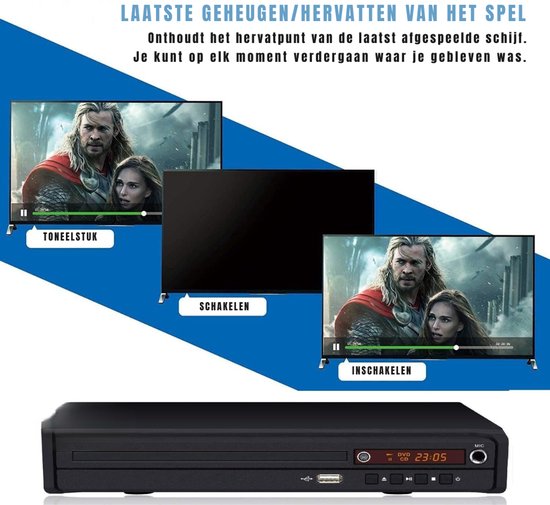 SVN® DVD Speler met HDMI - DVD Speler - Mini DVD Speler - 1080P Full HD - met Toebehoren - Zwart - 23cmx 5cmx 19 cm; 1 kg — afbeelding 3