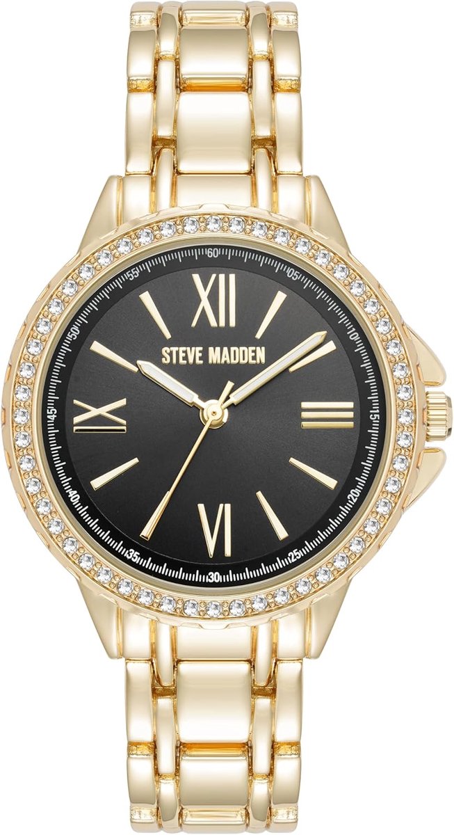 Dames Armband Horloge - Elegante Accessoire - Dagelijks Gebruik - Kristallen Accent - 10.5x8.4x8.2cm - Goud Zwart