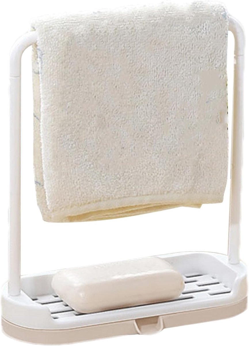 Spons houder - Aanrecht organizer - Keuken opruimen - Antislip ontwerp - 20x8x20 cm - Wit