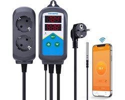 Digitale Wifi Thermostaat - Temperatuurregelaar App - Terrarium Verwarming - Twee Verwarming Uitgangen - 33 x 65 x 15 cm