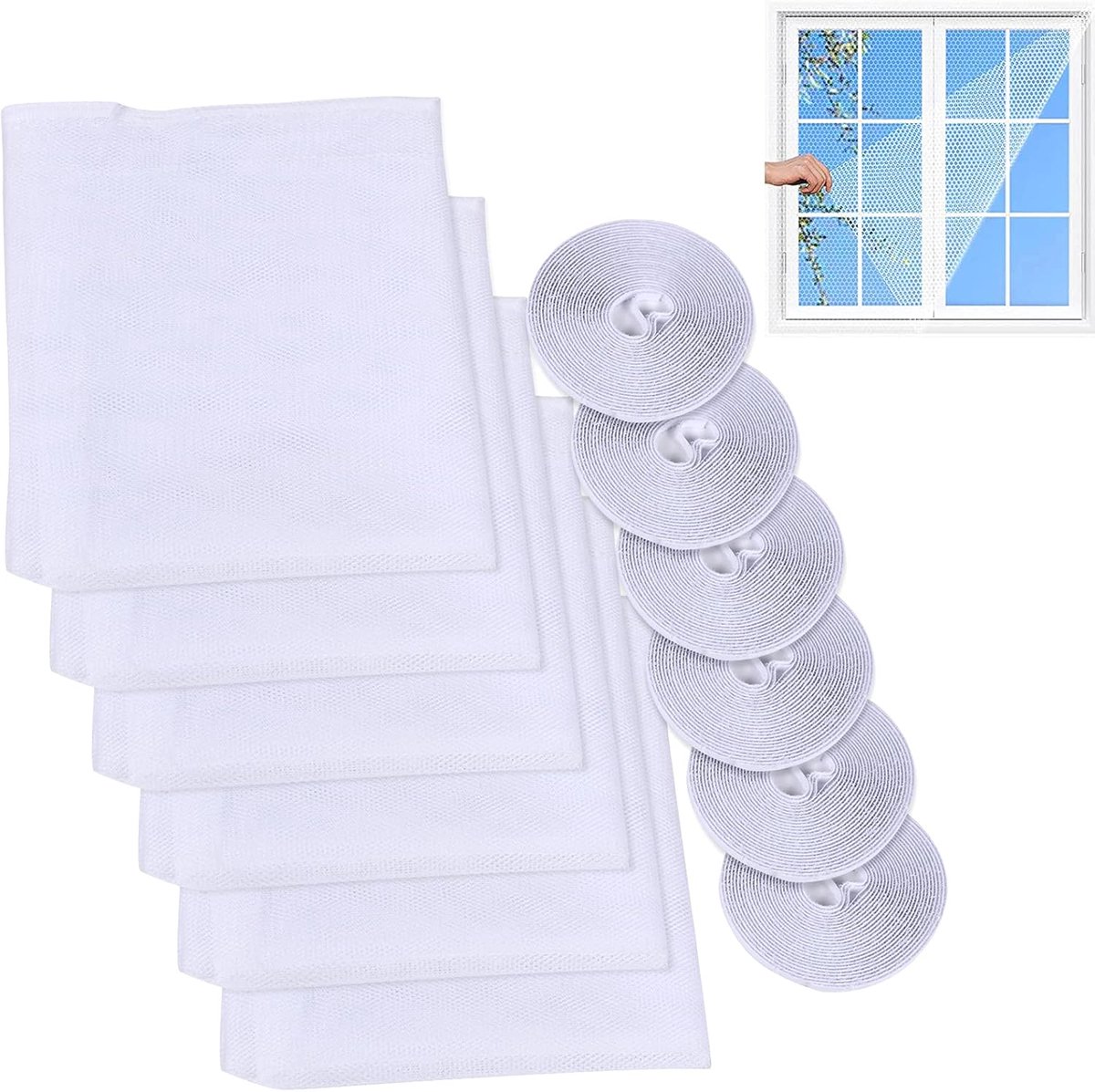Raam muggennet 6 stuks 130x150cm – Insectenwerend gaas, zelfklevend, wit