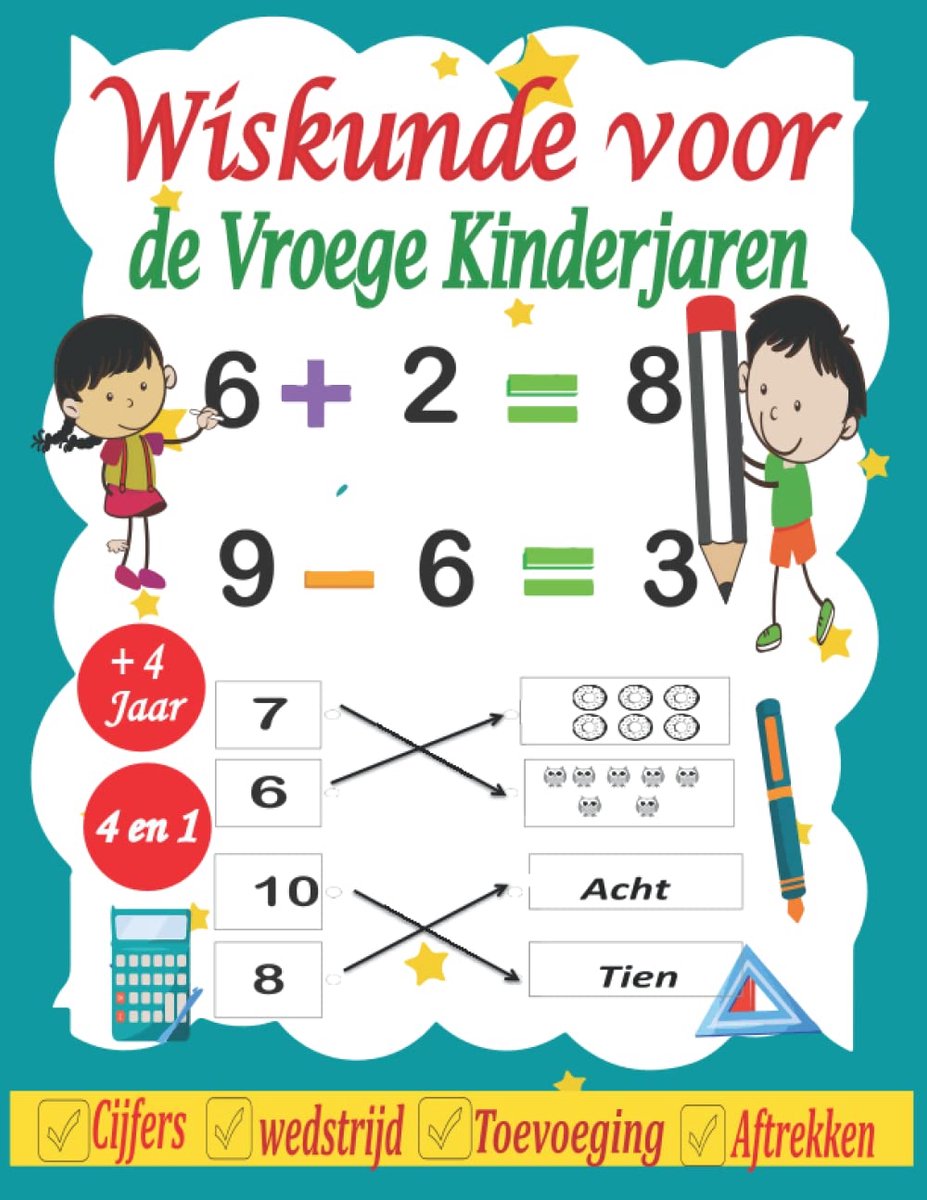Leerboek Cijfers Schrijven - Rekenen Tellen Optellen - Voorschoolse Educatie - Cijfers 0 tot 10 - 8.5 x 11 inch