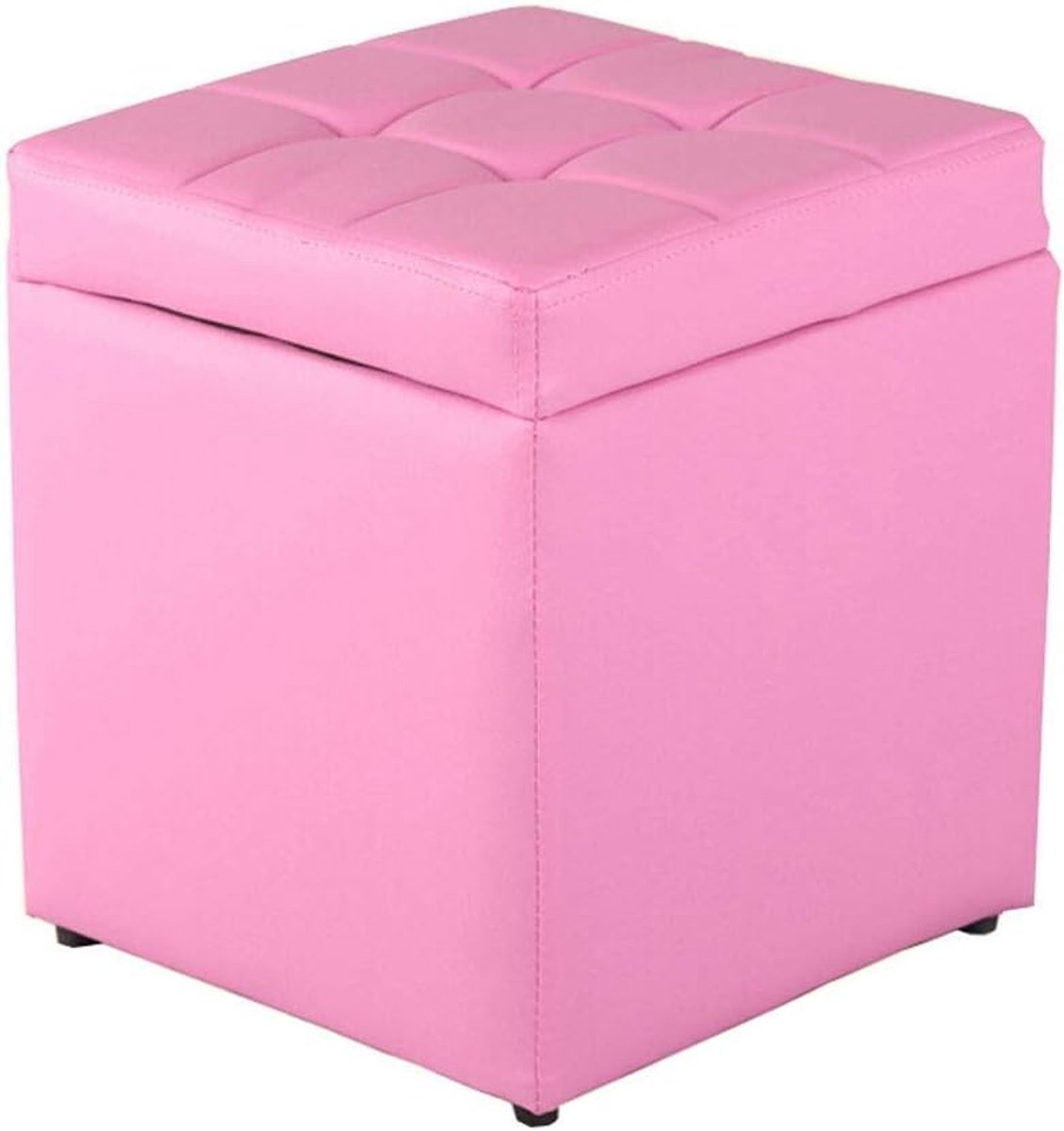 Opbergkruk - Voetenbank Poef - Extra Zitting - Verborgen Opbergruimte - 30x30x35cm - Paars
