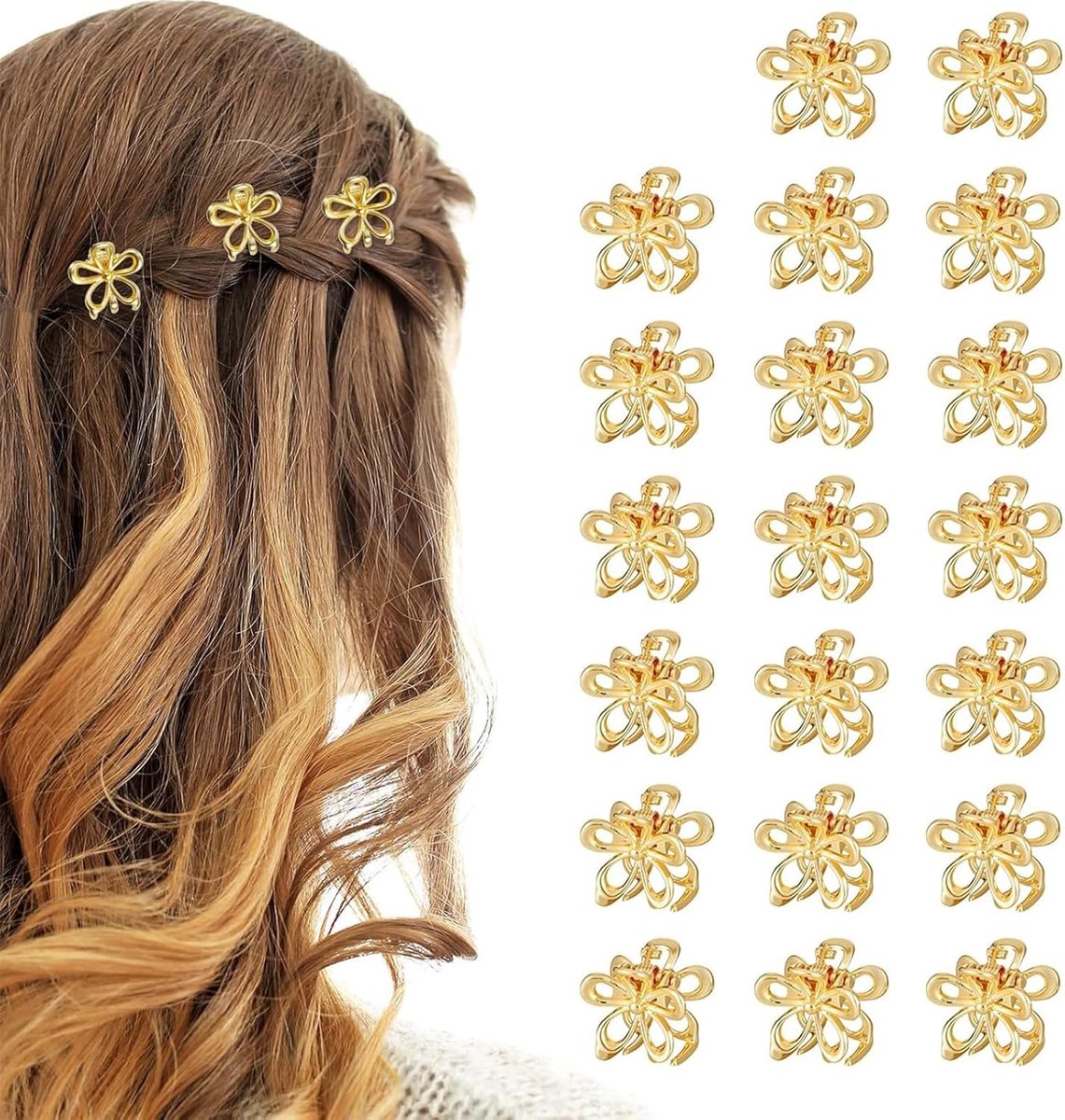 Haarklem Set - Kleine Haarclips - Dagelijks Gebruik - Mini Bloem Design - 20 Stuks - Goudkleurig