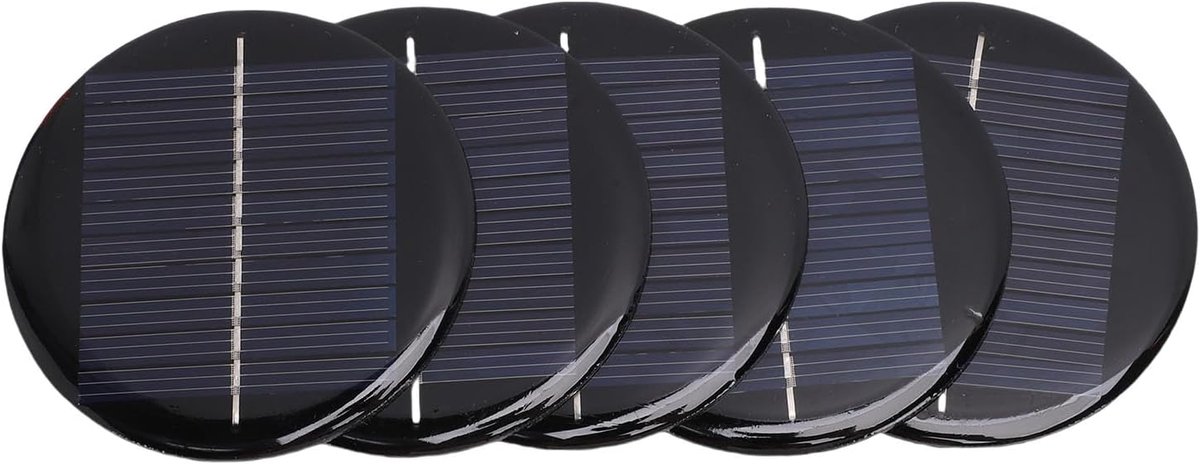 Zonnepaneel Rond - Mini Zonnecel - Kleine Apparaten - Hoge Conversie - 60mm Diameter - Zwart