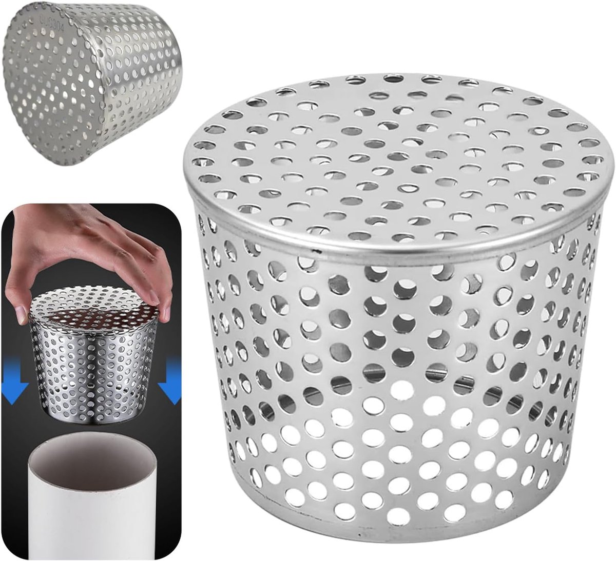 Dakgoot Bescherming - Roestvrij Staal Filter - Voorkomt Verstoppingen - Duurzaam Metaal - 10 x 5 x 1 cm