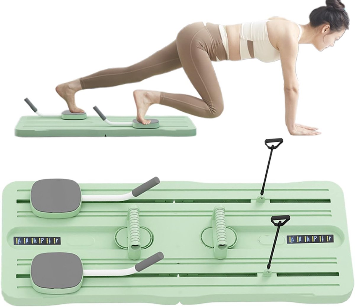 Pilates Bord - Fitness Apparatuur - Core Versterking - Opvouwbaar Ontwerp - 105x40cm - Groente